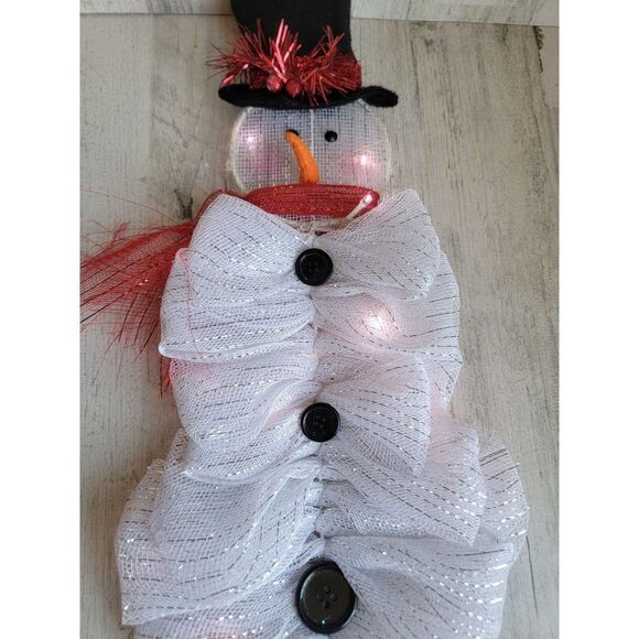 Unique snowman bow light up hanging Top Hat Xmas - Picture 2 of 9
